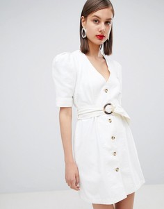 Белое джинсовое платье с поясом ASOS DESIGN - Белый