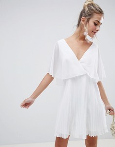 Платье мини с плиссированной юбкой ASOS DESIGN - Белый