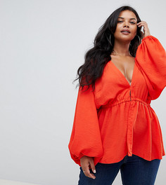 Топ-кимоно с глубоким вырезом ASOS DESIGN Curve - Красный