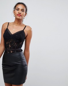 Кружевное боди на бретельках Missguided - Черный