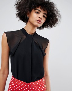 Черная блузка с оборками на плечах River Island - Черный