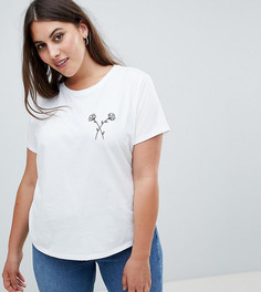 Футболка с цветами в стиле татуировки ASOS DESIGN Curve - Белый