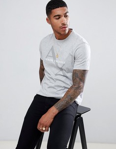 Серая меланжевая футболка с большим диагональным логотипом Armani Exchange - Серый
