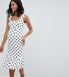Облегающее платье в горошек с фигурными краями ASOS DESIGN Maternity - Мульти