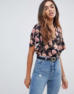 Боди с рукавами-оборками и цветочным принтом ASOS DESIGN - Мульти