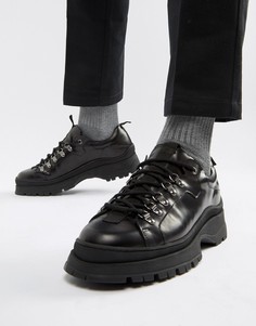 Черные кожаные спортивные ботинки на толстой подошве ASOS DESIGN - Черный