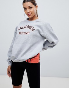 Серый oversize-свитшот с надписью California Prettylittlething - Серый