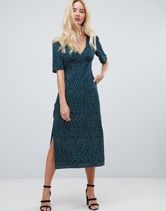 Чайное платье миди в горошек Fashion Union - Зеленый