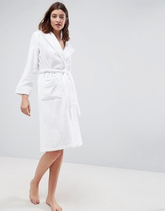 Махровый халат в полоску с капюшоном ASOS Premium - Белый