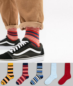 Набор из 5 пар носков в полоску ASOS DESIGN - Мульти