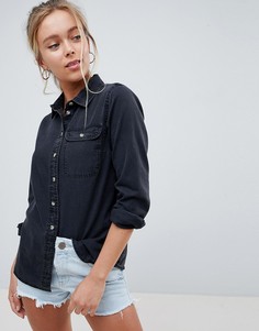 Черная джинсовая рубашка с карманом ASOS DESIGN - Черный