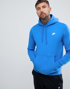 Худи синего цвета без застежки с логотипом-галочкой Nike Club 804346-403 - Синий