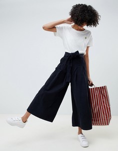 Темно-синие вельветовые джинсы с широкими штанинами и поясом ASOS DESIGN - Синий