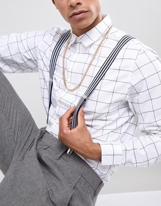 Подтяжки с синими и белыми полосками ASOS DESIGN wedding - Белый