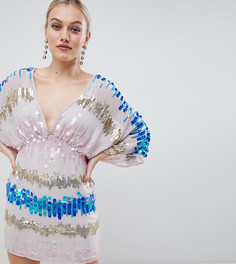Платье-кимоно мини с пайетками ASOS DESIGN Petite - Мульти