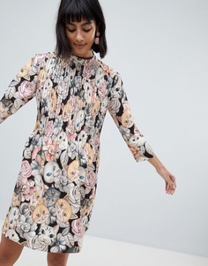 Короткое приталенное платье с кошачьим принтом Paul & Joe Sister - Мульти