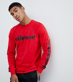 Красный двухслойный лонгслив с полосками по бокам ellesse - Красный