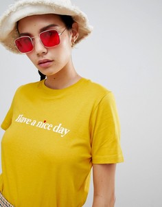 Футболка с надписью New Look - Желтый