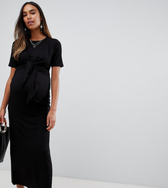 Платье макси для кормления с двухслойной перекрученной отделкой ASOS DESIGN Maternity - Черный