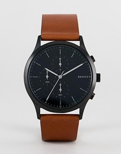 Часы 41 мм с кожаным ремешком Skagen SKW6477 Jorn - Рыжий