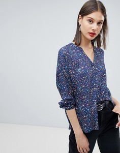 Oversize-блузка с принтом Esprit - Темно-синий