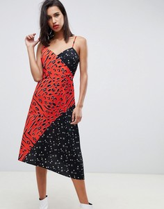 Платье миди на бретельках с запахом и принтом ASOS DESIGN - Мульти
