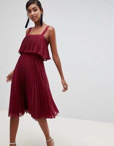 Плиссированное платье миди ASOS DESIGN - Красный