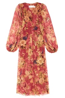 Шелковое платье с цветочным принтом Zimmermann