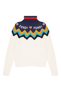 Кашемировый свитер с контрастной отделкой Fendi