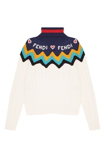 Кашемировый свитер с контрастной отделкой Fendi
