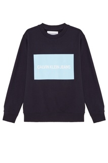 Синий свитшот с голубым принтом Calvin Klein