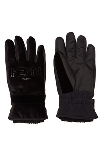 Черные перчатки с логотипом Fendi