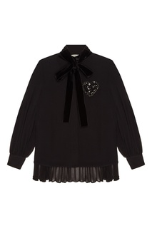 Черная блузка с аппликацией Fendi