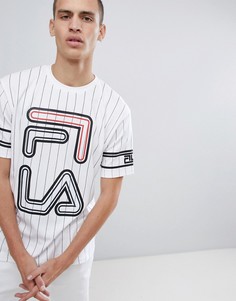 Белая футболка в полоску с большим логотипом Fila Black - Белый