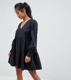 Ярусное свободное платье мини ASOS DESIGN Petite - Черный