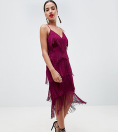 Сетчатое облегающее платье миди с бахромой ASOS DESIGN - Фиолетовый