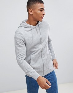 Серое меланжевое худи на молнии New Look - Серый