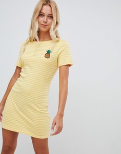 Платье-футболка в полоску Glamorous - Желтый