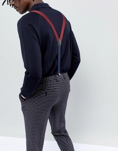 Сине-бордовые подтяжки в стиле колор блок ASOS DESIGN Wedding - Красный