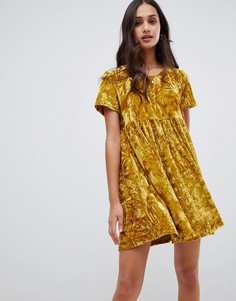 Свободное бархатное платье Glamorous - Желтый
