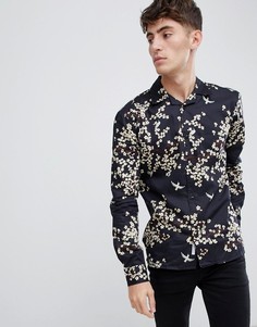 Рубашка с отложным воротником и цветочным принтом Bellfield - Черный