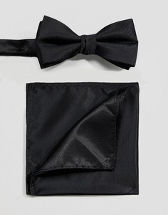 Черный галстук-бабочка и платок для нагрудного кармана Selected Homme - Черный