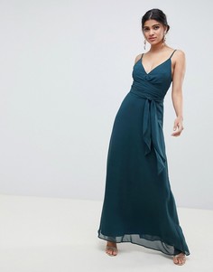 Платье макси на бретельках и с поясом ASOS DESIGN - Зеленый