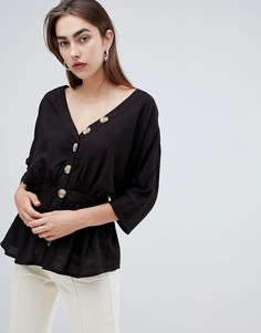 Топ в стиле casual с пуговицами ASOS DESIGN - Черный