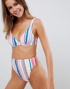 Плавки-бикини в полоску с завышенной талией ASOS DESIGN - Мульти