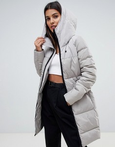 Удлиненное дутое пальто из переработанного полиэстера с капюшоном G-Star - Серый