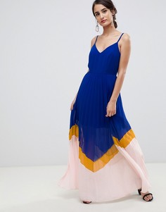 Платье макси в стиле колор блок с плиссированной юбкой ASOS DESIGN - Мульти