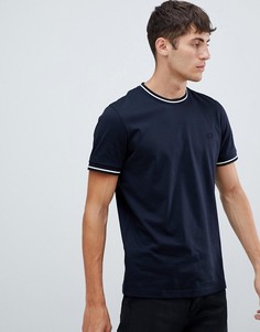 Темно-серая футболка с кантом Fred Perry - Темно-синий