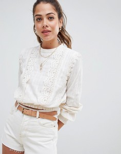 Белая блузка в стиле вестерн с вышивкой ришелье Miss Selfridge - Белый
