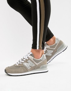 Серые замшевые кроссовки New Balance 574 - Серый